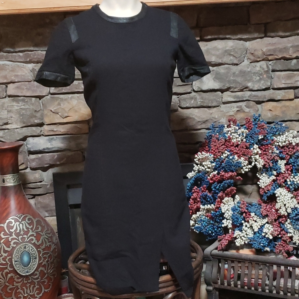 SALE⚡️HELMUT LANG LAMB LEATHER TRIM FITTED DRESS SZ 0